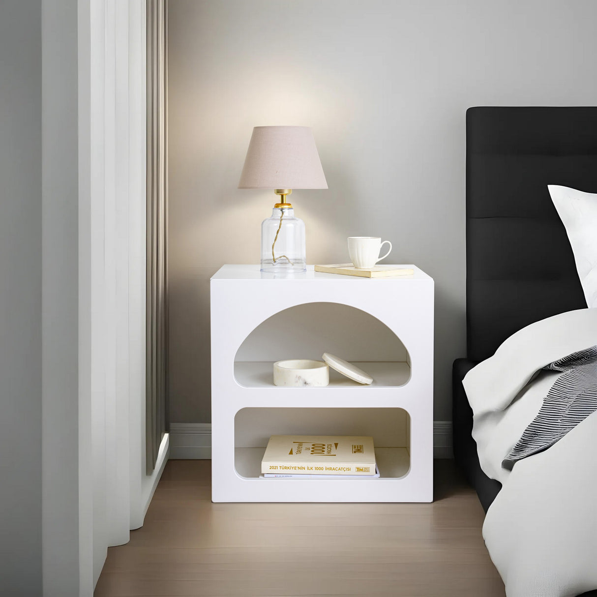 Comodino Lorin Melaminico Bianco 50x50x38 cm
