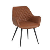 Sedia per sala da pranzo Cara Dimehouse Cognac LxPxH 78x65x57 Ecopelle Foto bianca vista diagonale frontale