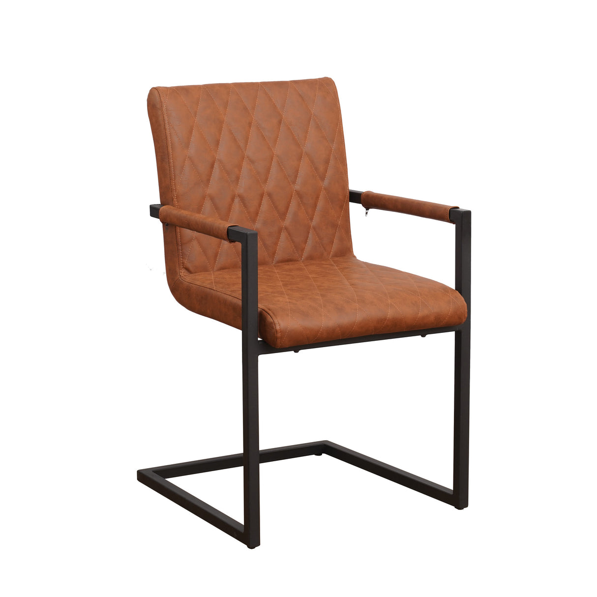 Sedia per sala da pranzo Ruben Dimehouse Cognac LxPxH 71x59x58 Ecopelle Foto bianca vista diagonale frontale