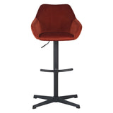 Sgabello da bar Venom in velluto color rame - Sedia da bar girevole regolabile con braccioli