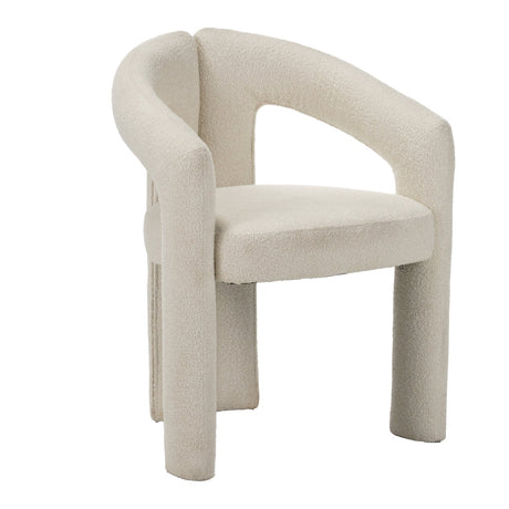 Sedia da sala da pranzo design Beige Bouclé Maro - Tessuto intero