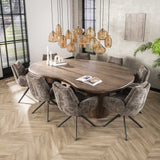 Eettafels - Organisch Vormige Eettafel Alo Acaciahout Bruin 240x160 cm - Dimehouse