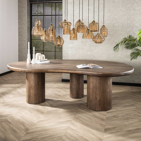 Tavolo da pranzo dalla forma organica Alo in legno di acacia marrone 240x160 cm
