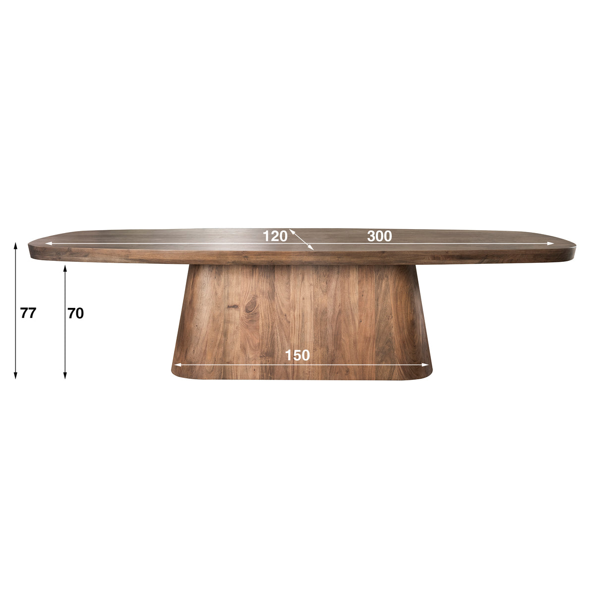 Eettafels - Deens Ovale Eettafel Alo Acaciahout Bruin 300x120 cm - Dimehouse