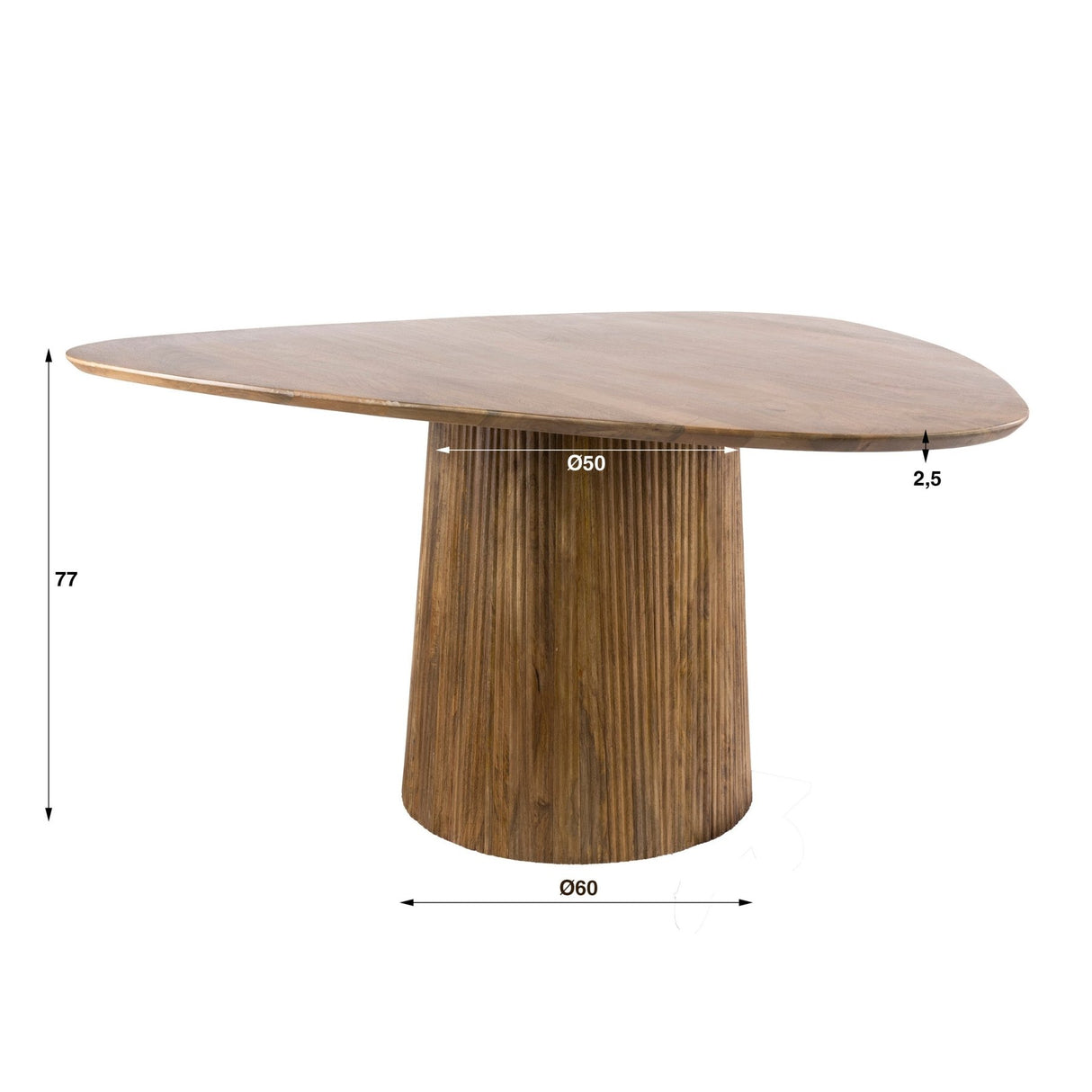 Tavolo da pranzo triangolare color sabbia Legno di mango Sue 150 cm