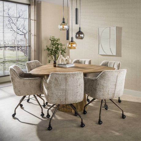 Tavolo da pranzo triangolare color sabbia Legno di mango Sue 150 cm