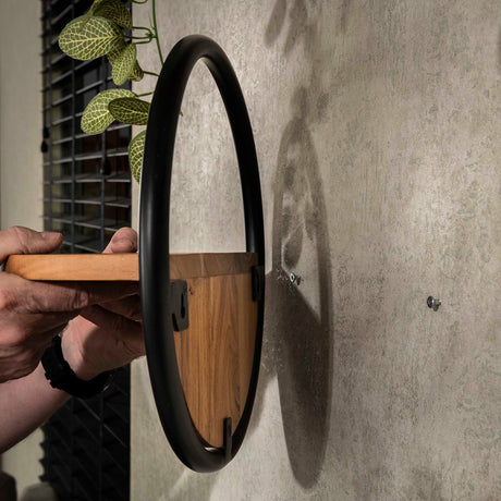 Mensola da parete rotonda Ø35 in legno massello di acacia, set da 3