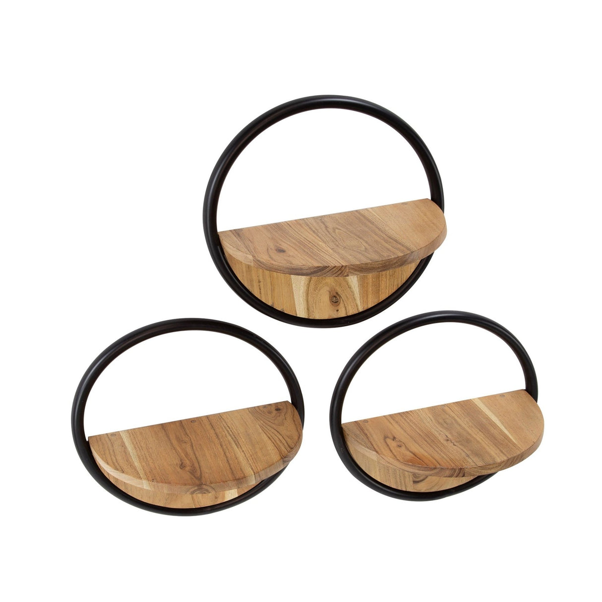 Wandplanken - Wandplank Rond Ø35 Massief Acaciahout set van 3 - Dimehouse