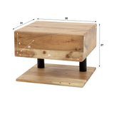 Comodino sospeso Ian in legno di acacia con cassetto e ripiano