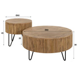 Salontafels - Set van 2 ronde salontafels Maria mangohout - Dimehouse