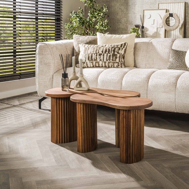 Salontafels - Salontafel set van 2 Fem acaciahout bruin - Dimehouse