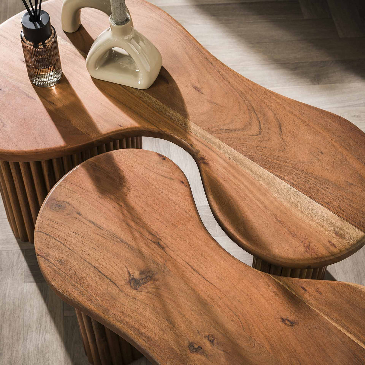 Salontafels - Salontafel set van 2 Fem acaciahout bruin - Dimehouse