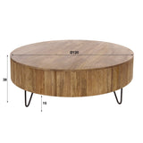 Salontafels - Ronde Salontafel Lio Mangohout Ø120 cm Zandkleur - Dimehouse