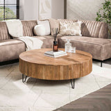Salontafels - Ronde Salontafel Lio Mangohout Ø120 cm Zandkleur - Dimehouse