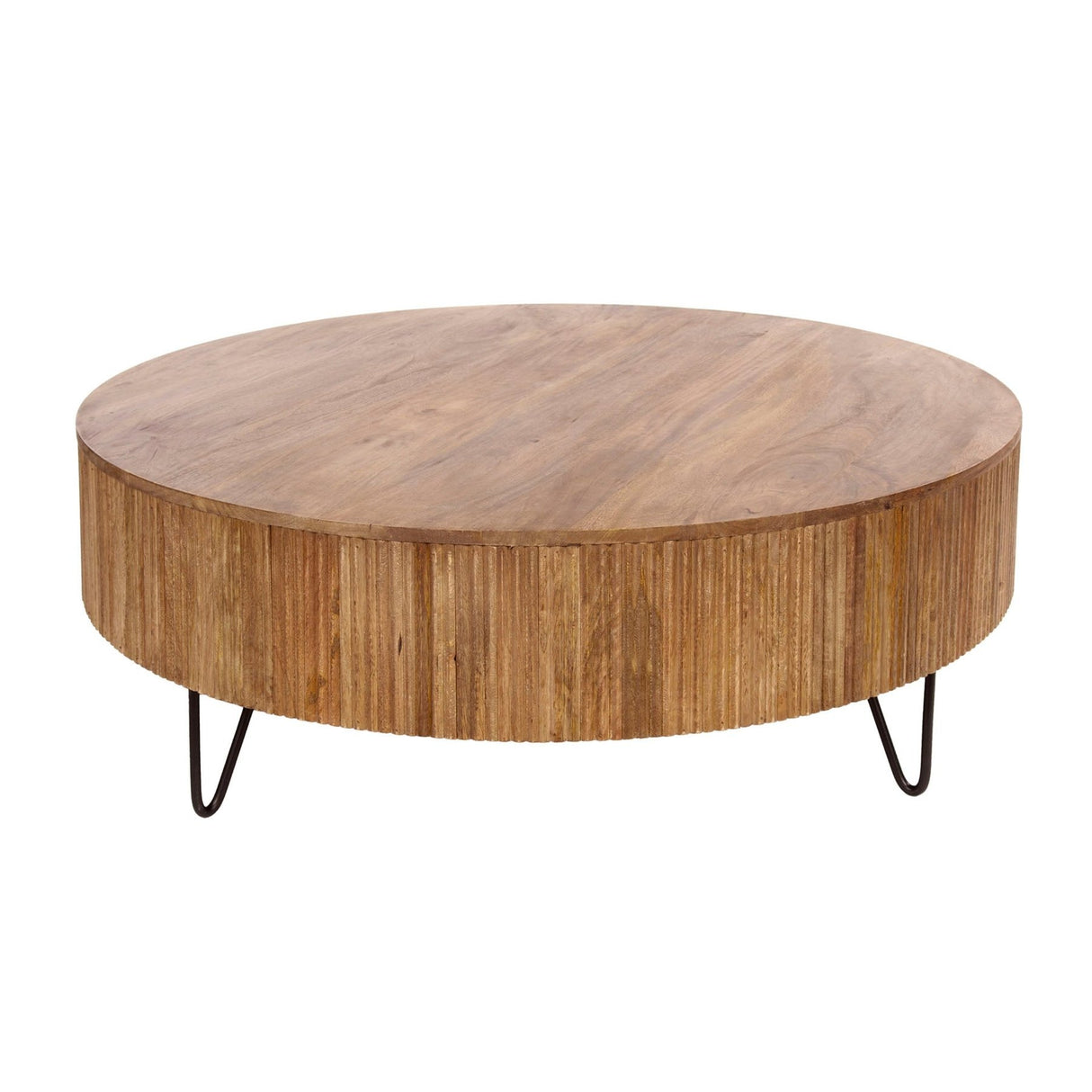 Salontafels - Ronde Salontafel Lio Mangohout Ø120 cm Zandkleur - Dimehouse
