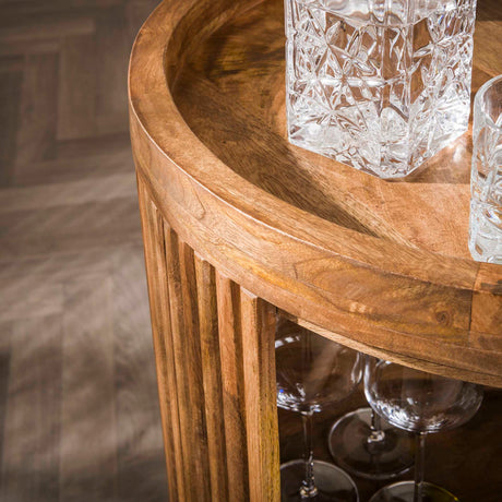 Carrello Bar con ruote Lio Legno di mango colore sabbia