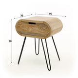 Comodino Jasmine DH Interior Mango LxPxH 56x41x30 Legno di mango Indicazione della dimensione della foto in bianco