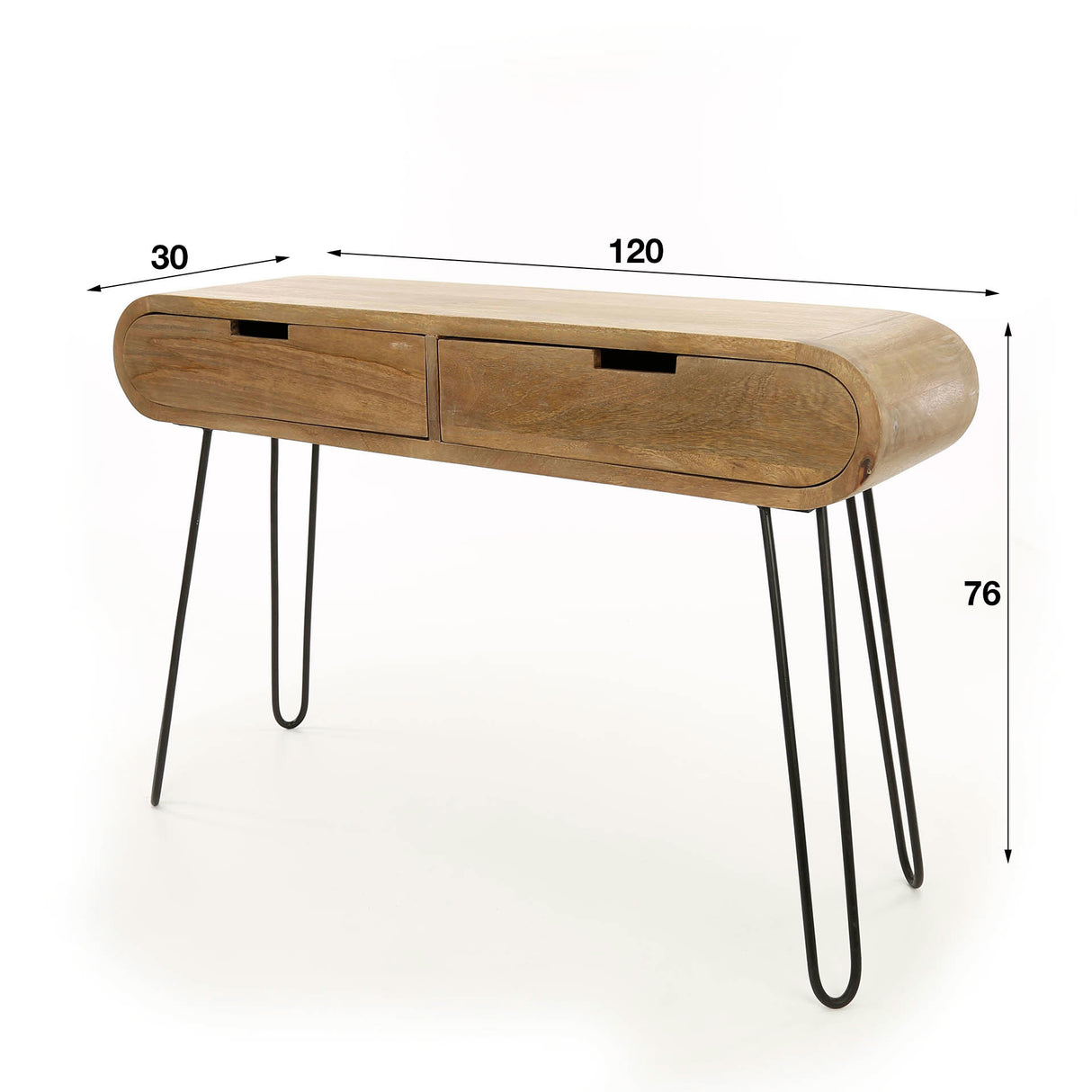 Toeletta Jasmine DH Interior Mango LxPxH 124x35x28 Legno di mango Indicazione della dimensione della foto in bianco