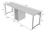 Bureaus - Studie bureau Melamine 240x60 cm Twin Study Desk wit en goud White Gold - Dimehouse