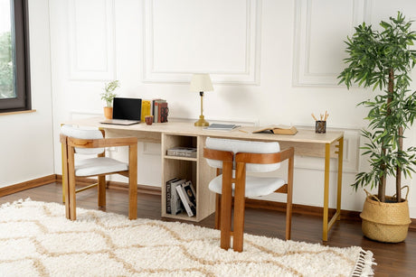 Scrivania studio Twin Travertino Gold 240x60 cm Melaminico