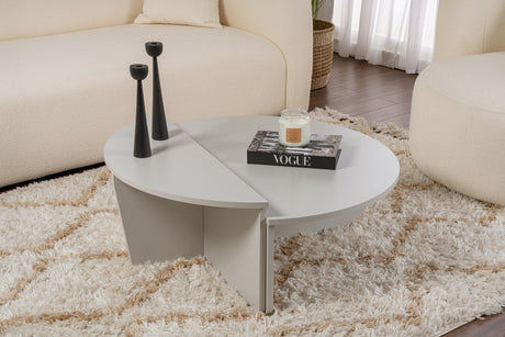 Tavolino Rotondo Melaminico Gradini Grigio 90 cm Orin