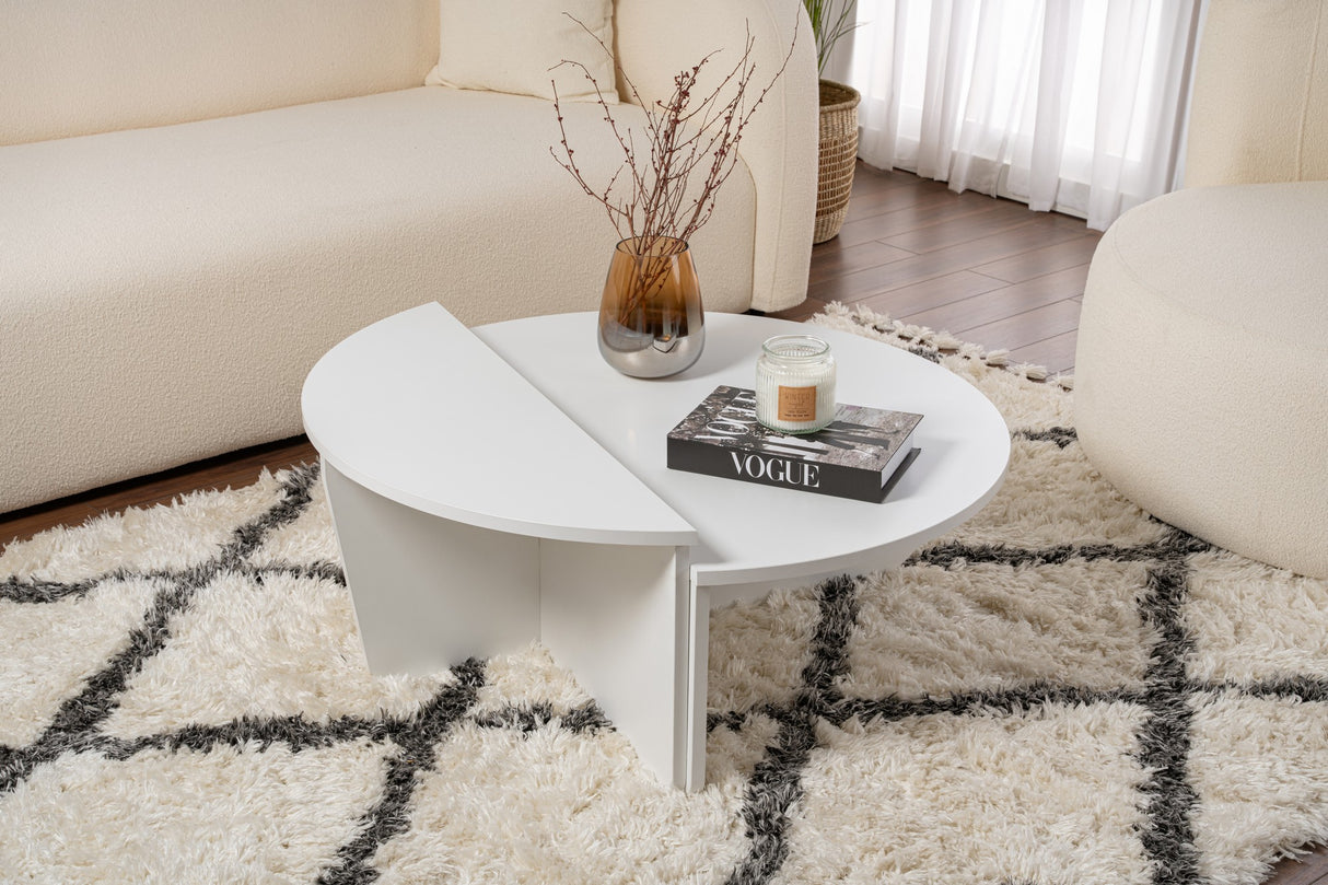 Salontafels - Ronde Salontafel Wit 85 cm Melamine Orin - Dimehouse