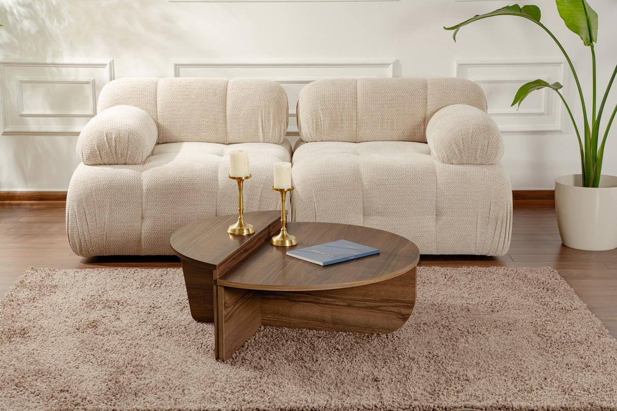 Tavolino rotondo 85 cm Noce naturale Melaminico Orin
