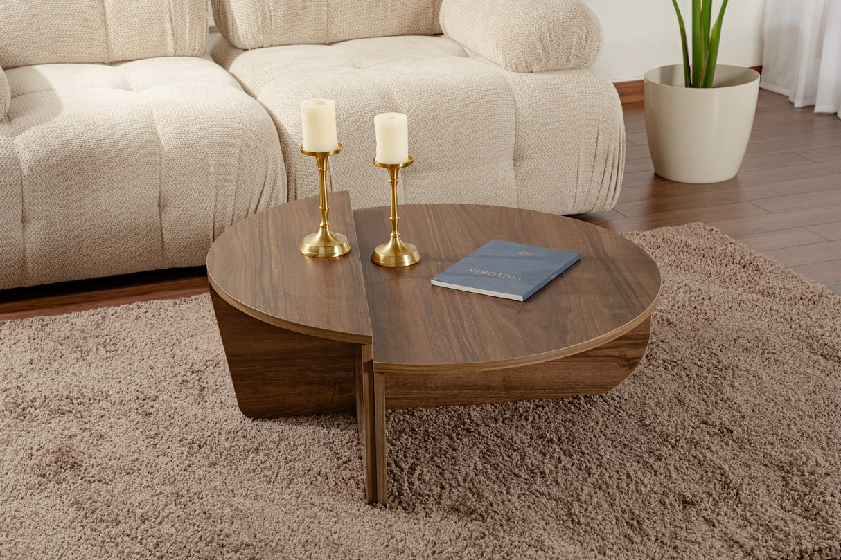 Tavolino rotondo 85 cm Noce naturale Melaminico Orin