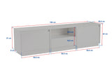 TV Meubels - TV Meubel Japandi Travertin Melamine - drie kastjes - 160x42x29,5 cm - Flare - Dimehouse