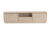 TV Meubels - TV Meubel Japandi Travertin Melamine - drie kastjes - 160x42x29,5 cm - Flare - Dimehouse