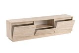 TV Meubels - TV Meubel Japandi Travertin Melamine - drie kastjes - 160x42x29,5 cm - Flare - Dimehouse