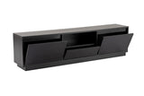 TV Meubels - TV Meubel Zwart Melamine - drie kastjes - 160x42x29,5 cm - Flare - Dimehouse