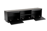 TV Meubels - TV Meubel Zwart Melamine - drie kastjes - 160x42x29,5 cm - Flare - Dimehouse