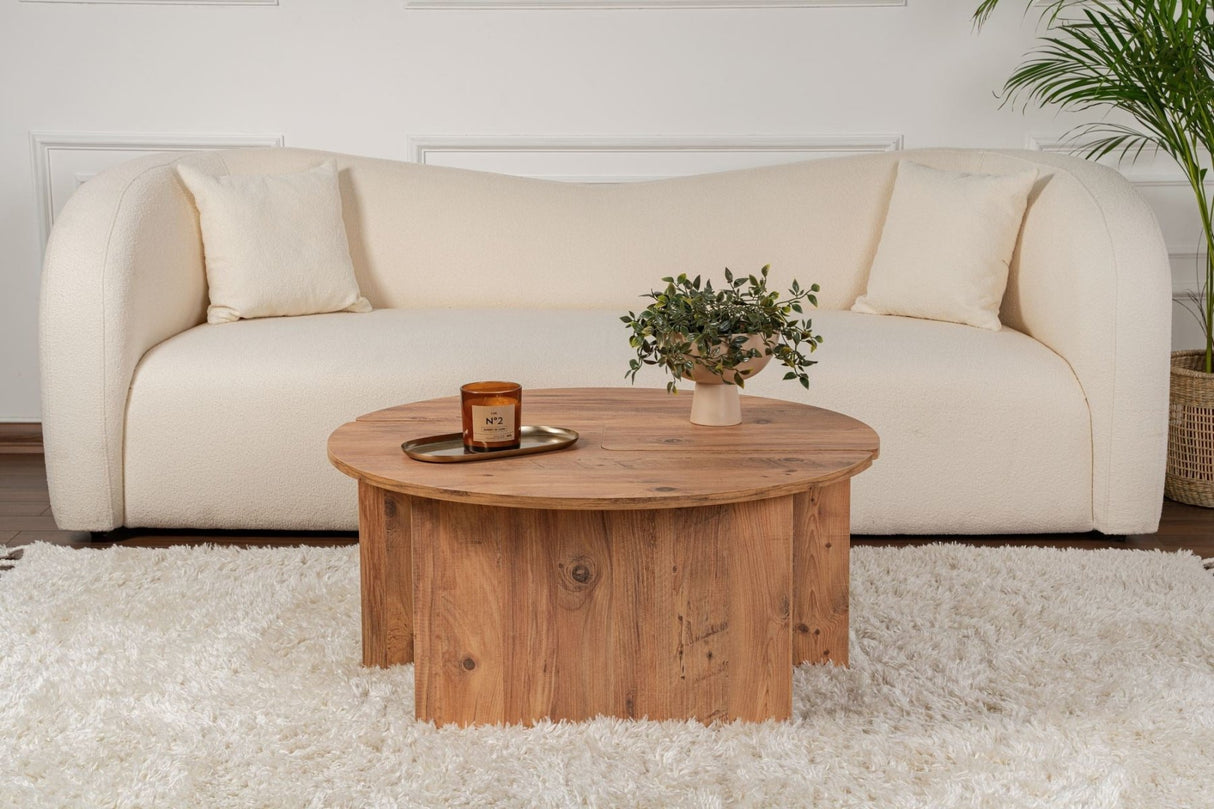 Salontafels - Ronde Salontafel Moari Atlantisch Dennenhout Melamine 90 cm - Dimehouse