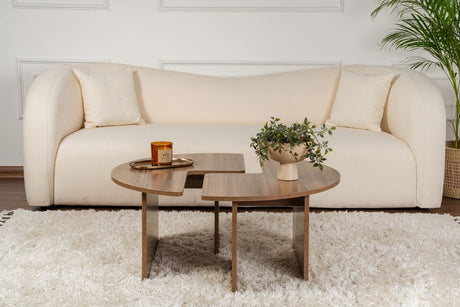 Tavolino Rotondo Moari Melaminico Noce 90 cm