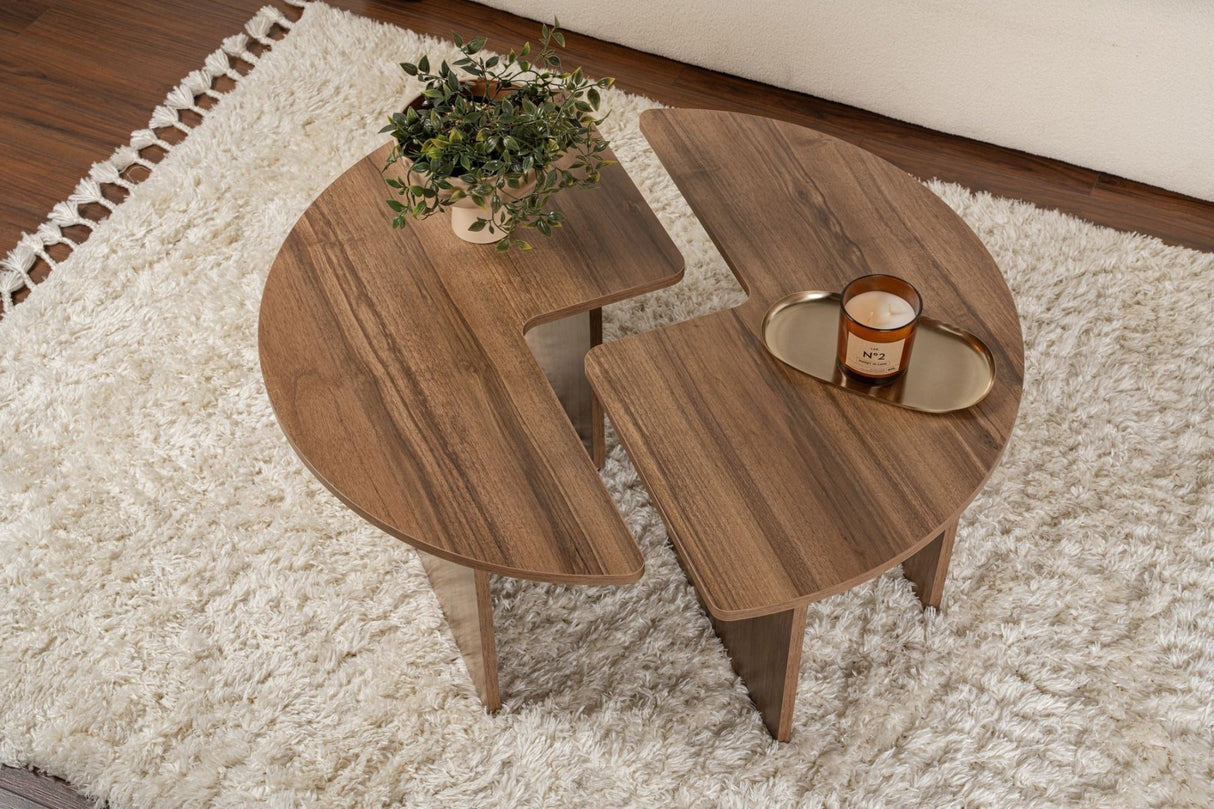 Tavolino Rotondo Moari Melaminico Noce 90 cm
