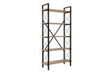 Boekenkasten - Industriële boekenkast eiken melamine Ely - zwart frame - 180x90 cm - Dimehouse