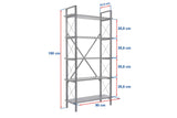 Boekenkasten - Industriële boekenkast eiken melamine Ely - zwart frame - 180x90 cm - Dimehouse