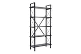 Boekenkasten - Industriële boekenkast zwart melamine Ely - Zwart Frame - 180x90 cm - Dimehouse