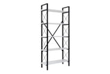 Boekenkasten - Industriële boekenkast wit melamine Ely - Zwart Frame - 180x90 cm - Dimehouse