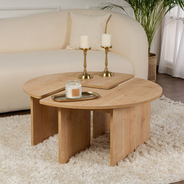 Salontafels - Ronde Salontafel Moari Eikenhout Melamine 90 cm - Dimehouse
