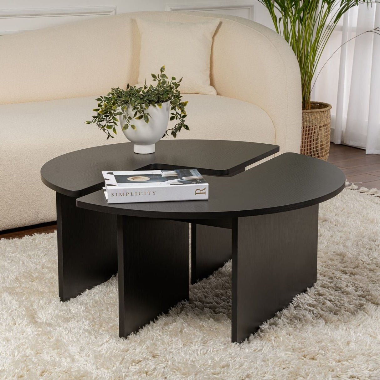Tavolino Rotondo Moari Melaminico Nero 90 cm