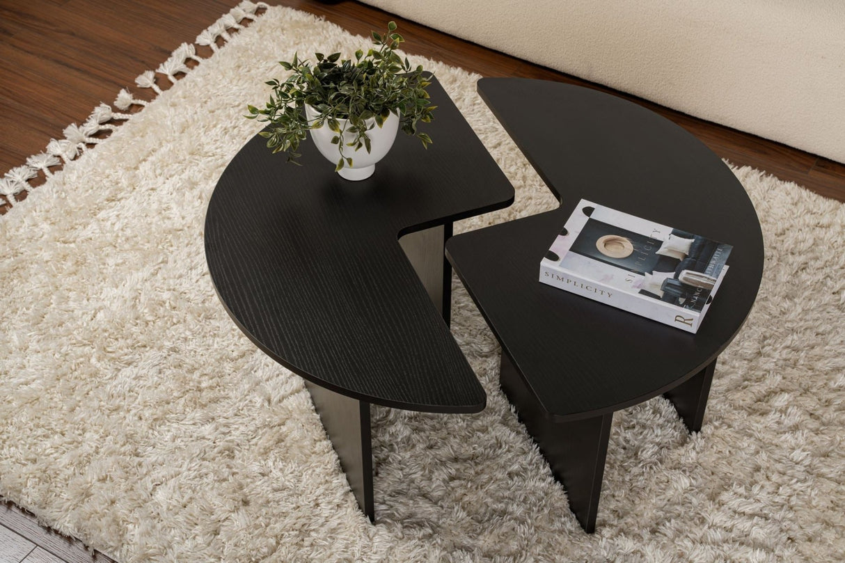 Tavolino Rotondo Moari Melaminico Nero 90 cm
