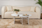 Salontafels - Ronde Salontafel Moari Wit Melamine 90 cm - Dimehouse