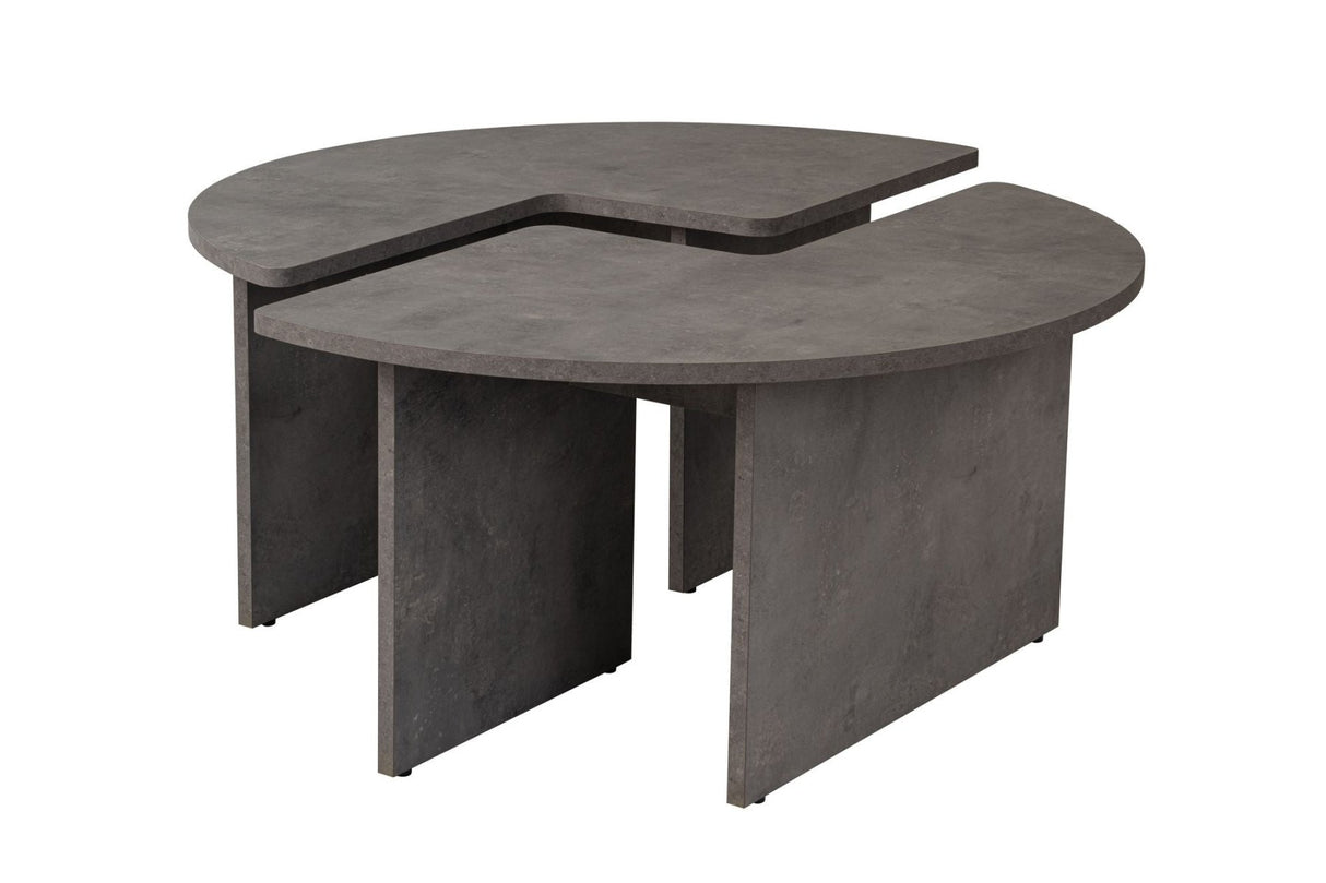Salontafels - Ronde Salontafel Moari Beton Look Grijs Melamine 90 cm - Dimehouse