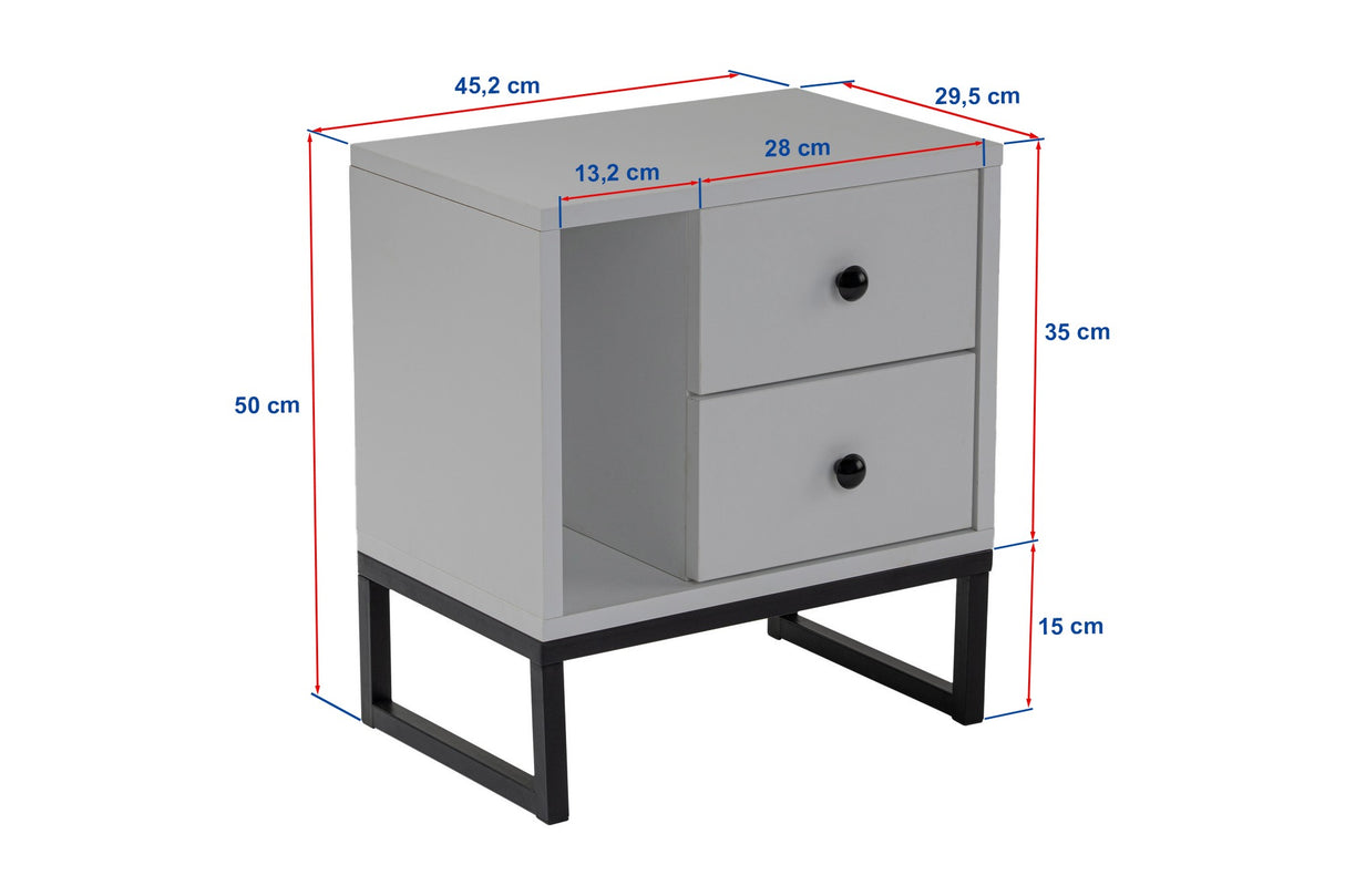 Nachtkastjes - Nachtkastje Wit Marmer Melamine Pulsar - Zwart Frame - Dimehouse
