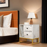 Nachtkastjes - Nachtkastje Marmer Melamine Gouden Frame Pulsar - Dimehouse