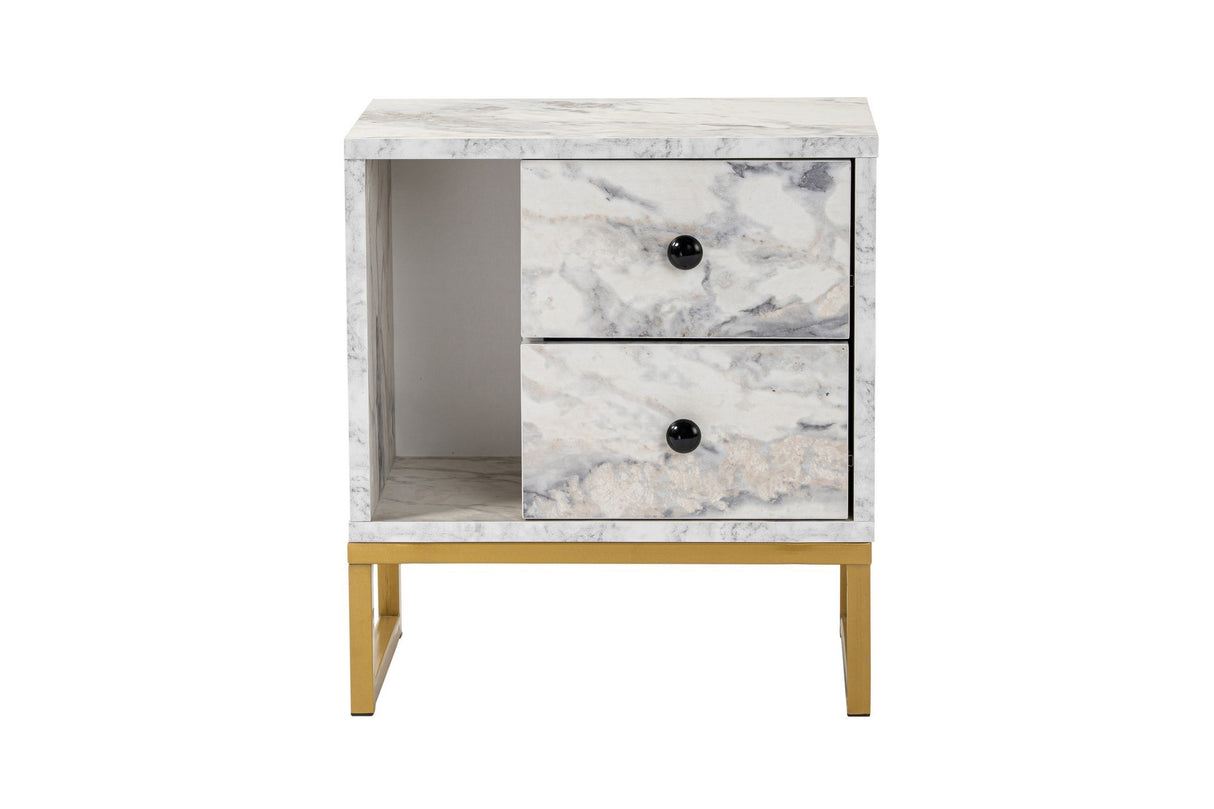 Nachtkastjes - Nachtkastje Marmer Melamine Gouden Frame Pulsar - Dimehouse