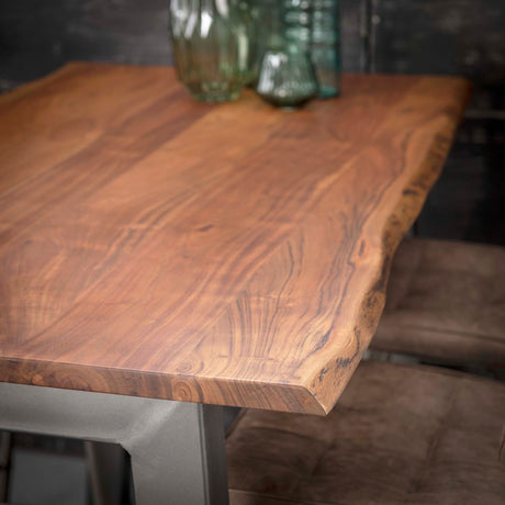 Tavolo da Bar Industriale a Forma di Tronco d'Albero in Legno di Acacia Aberdeen 147x80
