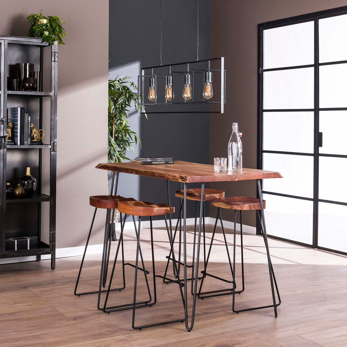 Bartafels - Industriële Bartafel Acaciahout Elin 130 cm - Dimehouse
